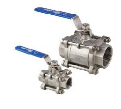 VÃ¡lvulas macho esfÃ©rico inox roscada de 3 corpos 